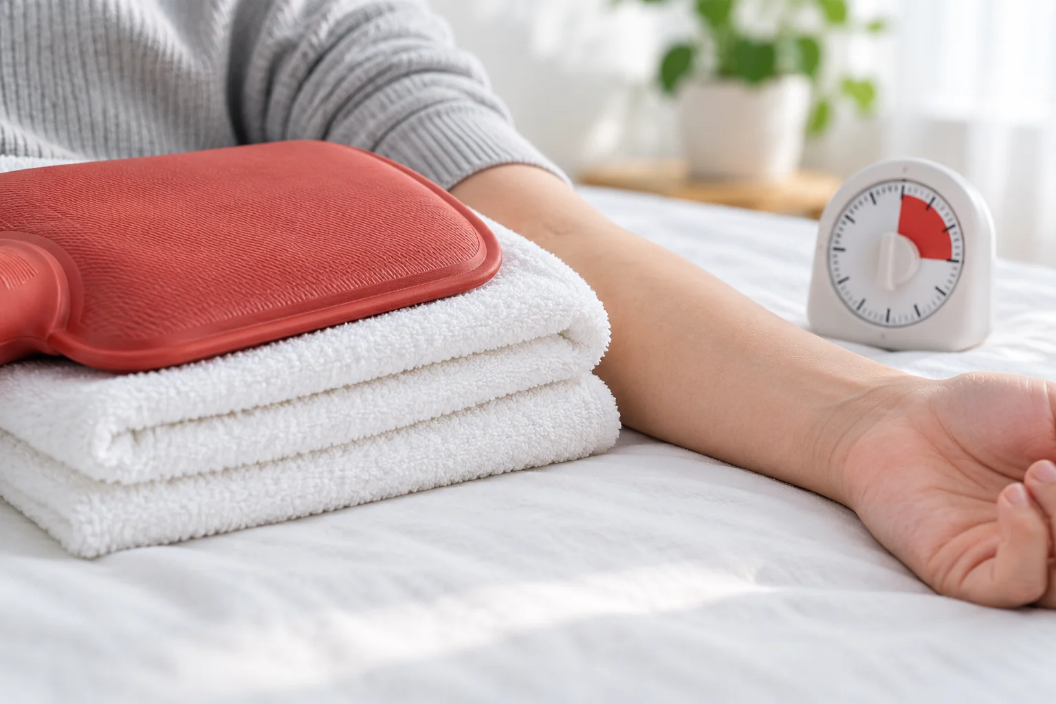 Towel barrier and timer used with a heat source