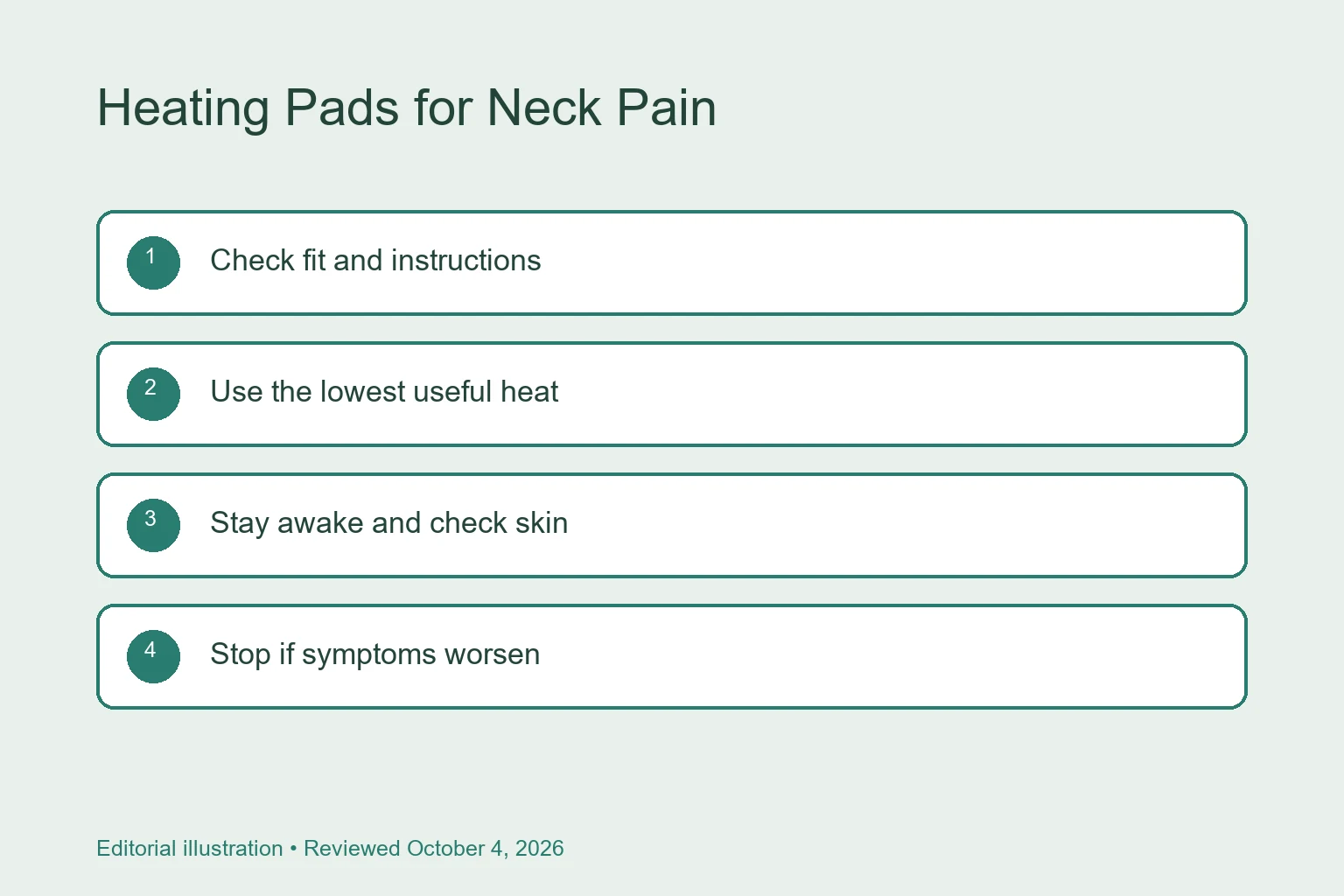 Heating Pads for Neck Pain: Fit, Settings, and Safety checklist