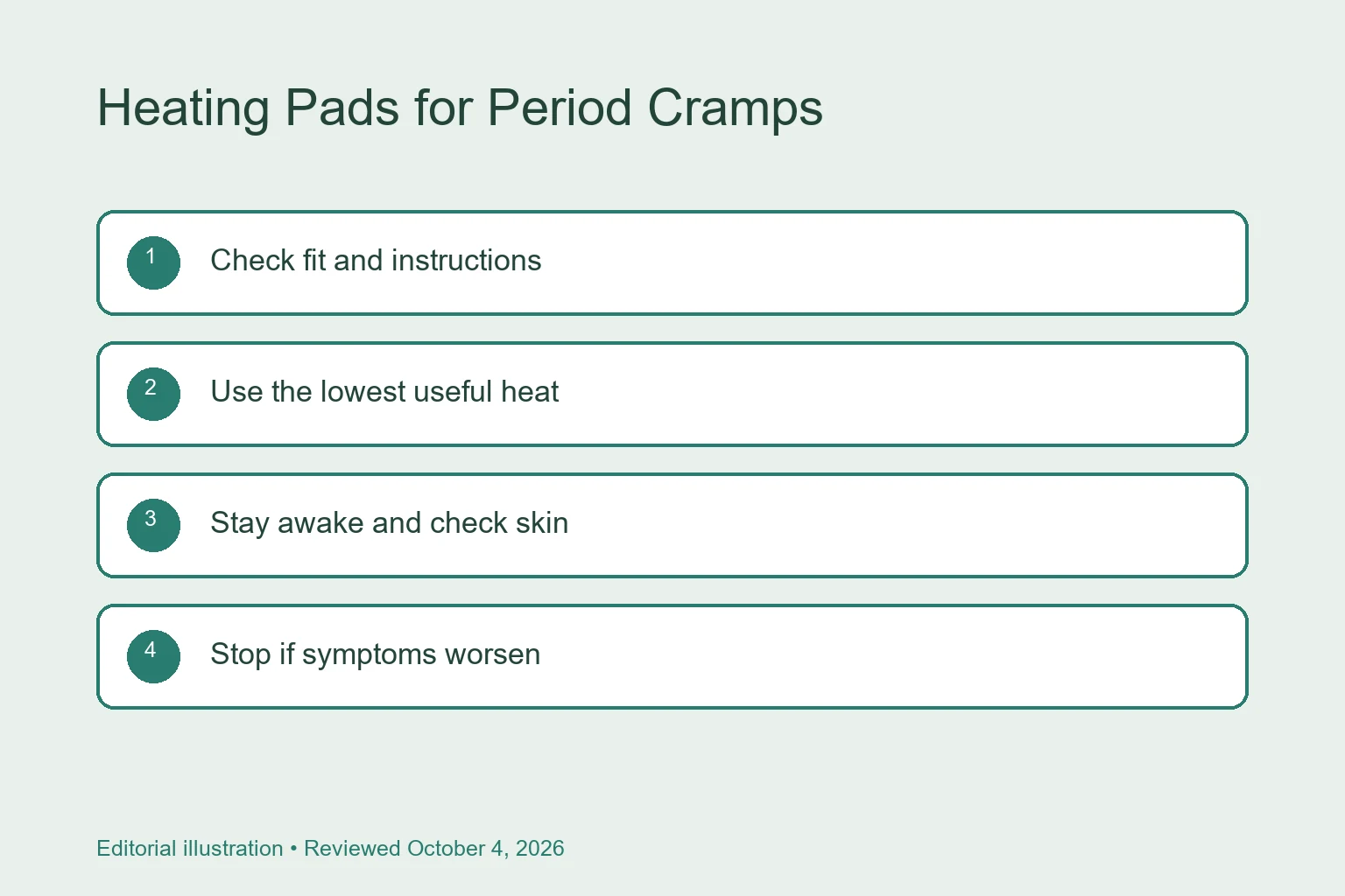 Heating Pads for Period Cramps: Safe Use and Practical Features checklist