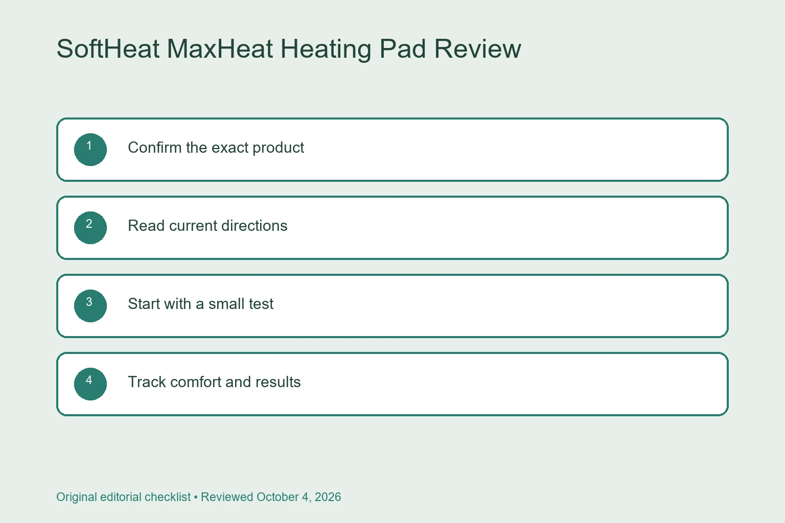 SoftHeat MaxHeat Heating Pad Review: Current Model and Safety Checks selection checklist