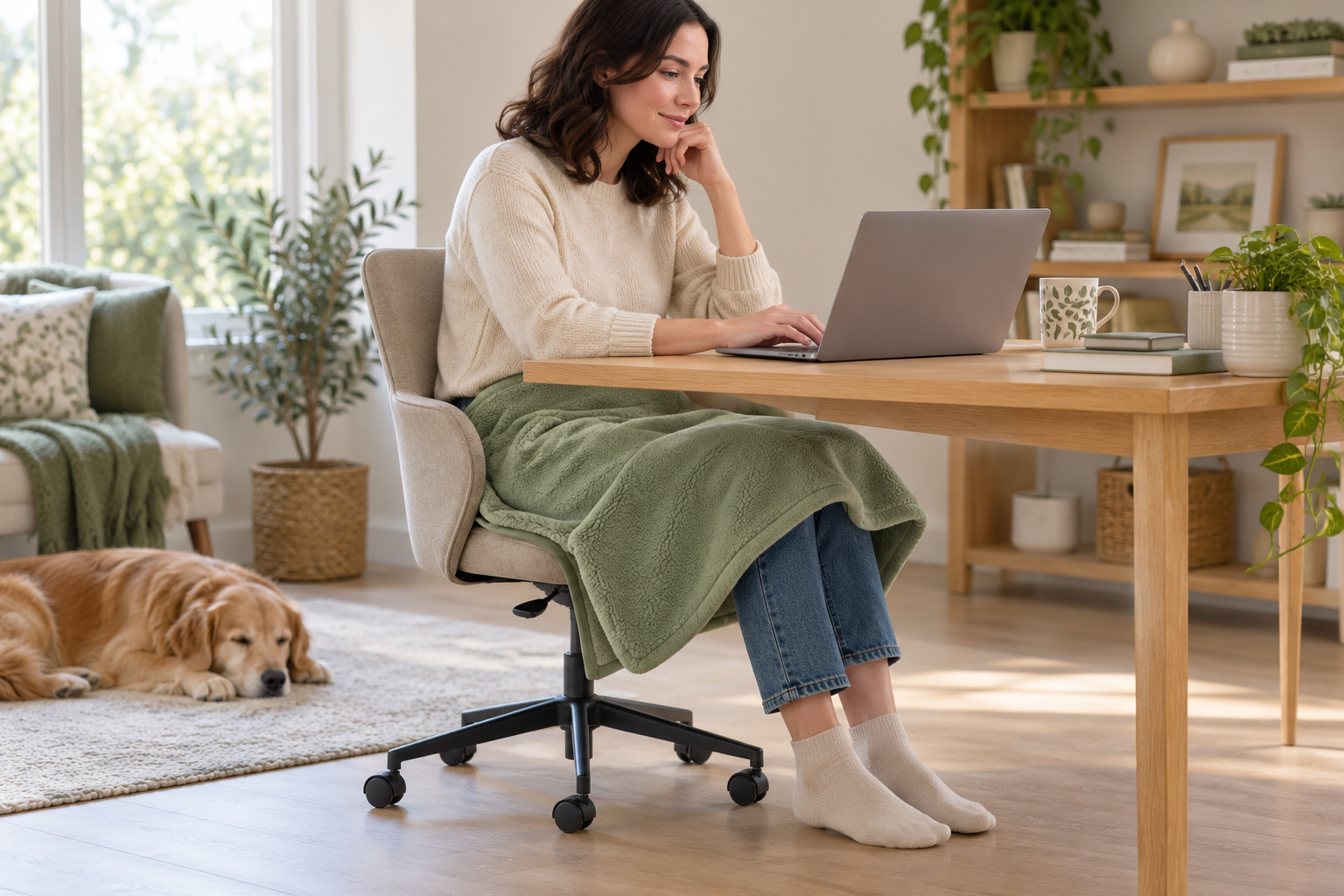 How to Use a Lap Blanket at a Desk Without Tangles